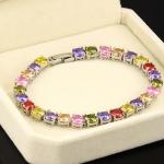 Princess Multicolour Cubic Zironia Tennis Bracelet Charm Women Wedding Jewelry
