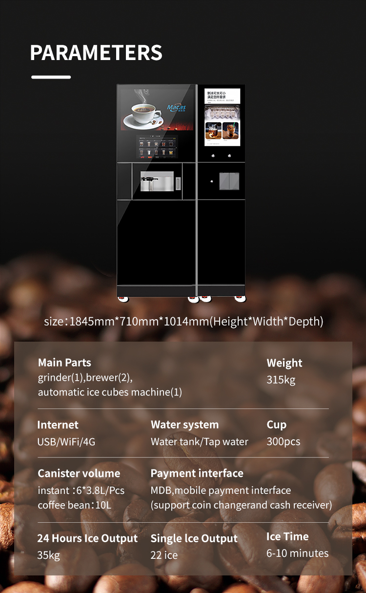 Bean-to-Cup Excellence With Ice Maker Floor Standing Coffee Machine For Offices