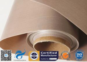 Quality Tan PTFE Coated Fiberglass Fabric For Hot Press Anti Stick Purposes wholesale