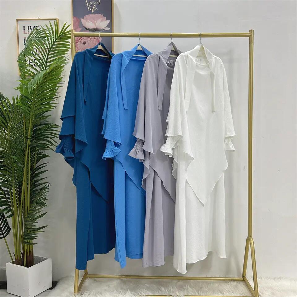 Dubai Abaya 2023 Muslim Women Prayer Islamic Ethnic Clothing with 2 Layer Hijab Abaya Women