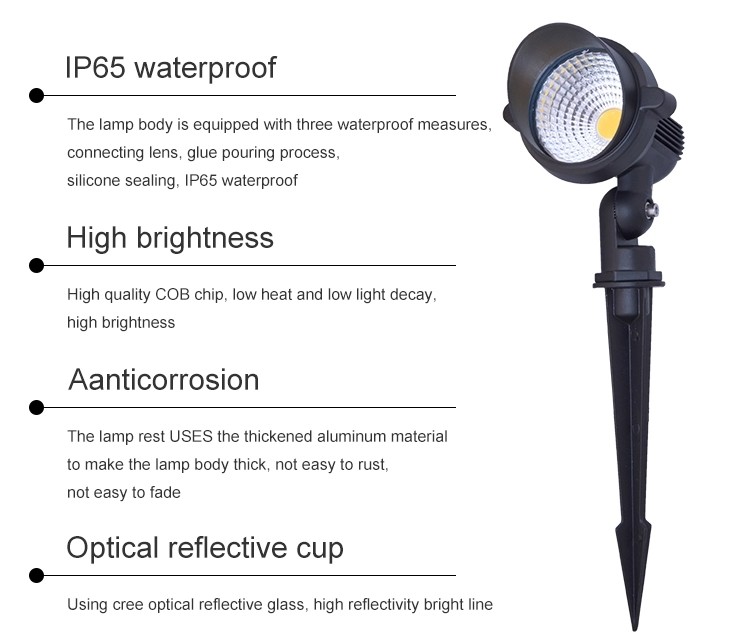 Cob 5w RGB Garden Lights For Landscape , LED Garden Spike Lights IP65 Waterproof