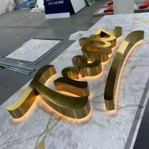 Quality Plug Power Supply Snow 3d Letters Golden Led Backlight Letters Sign for Shopfront Closed Signs Stainless Steel wholesale