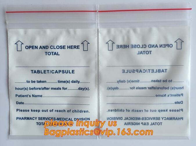 tablets pills packaging bag, poly medical dispenser Zip lockk bag drug zipper bags reclosable bags, zipper bag medical min