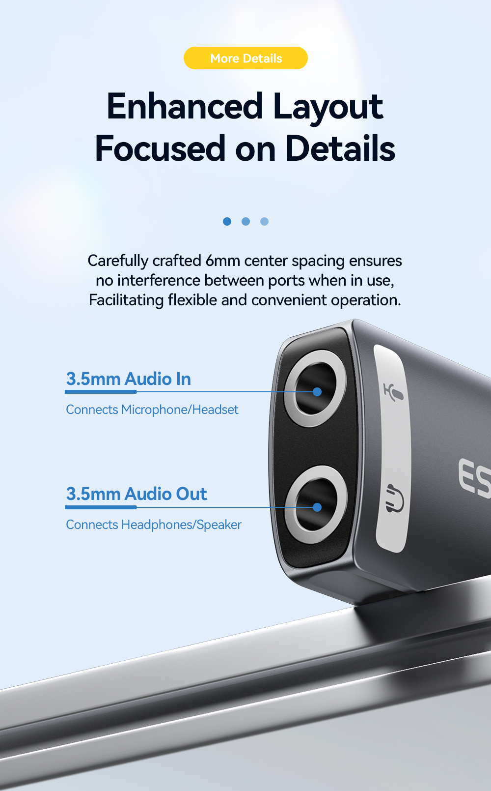 ESSAGER ES-OTG21 Series USB A To Aux Jack Audio Micro Adapter USB To 3.5mm Adapter