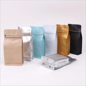 Quality Plastic 1 / 4 Pound Flat Bottom Coffee Bags , Zipper Resealable Coffee Bags wholesale