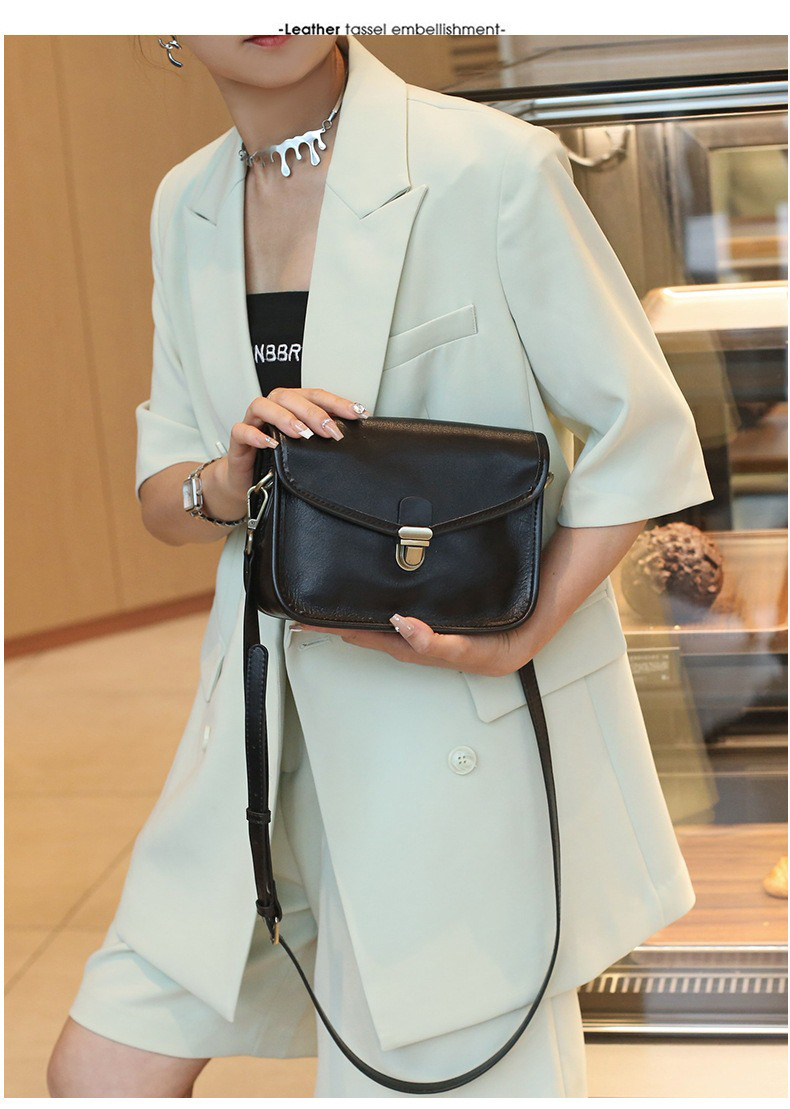 2024 Genuine Leather Shoulder Crossbody Bag with Polyester Lining and Large Capacity