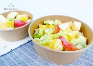 Quality Salad Kraft Paper Takeaway Food Containers PLA Lined Clear Lids wholesale