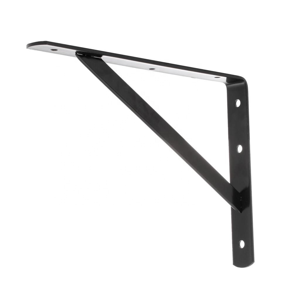 Custom 12x8 Black Power Coating Heavy Duty Triangle Shelf Bracket and Drilling Process