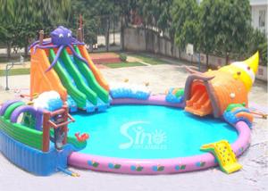 Quality Seaworld giant octopus kids N adults inflatable water park on land for summer water world rental business wholesale