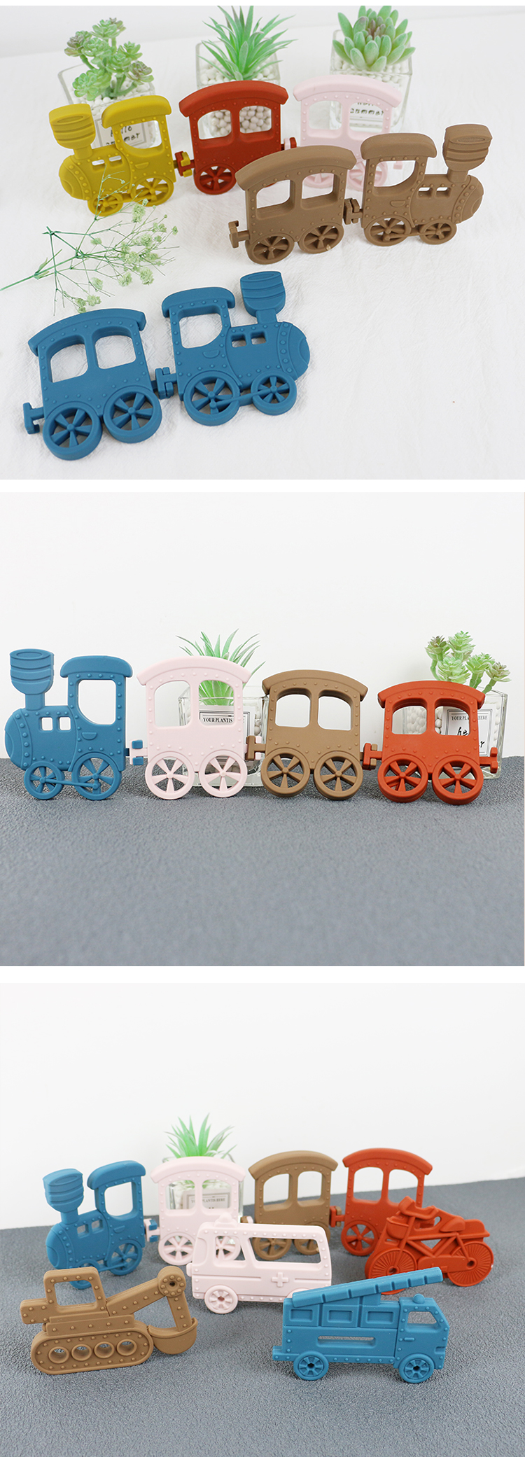 Little Train Silicone Baby Teether For Necklace Toy Non Toxic