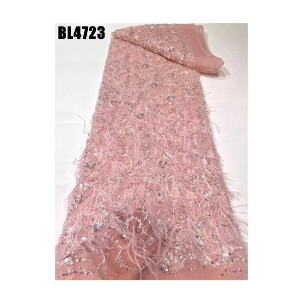 Popular red 3d feathers lace tulle net sequins lace dress french fabric wedding