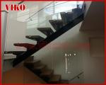 Straight Stringer Staircase VK04S Tempered Glass, 304 Stainless steel glass