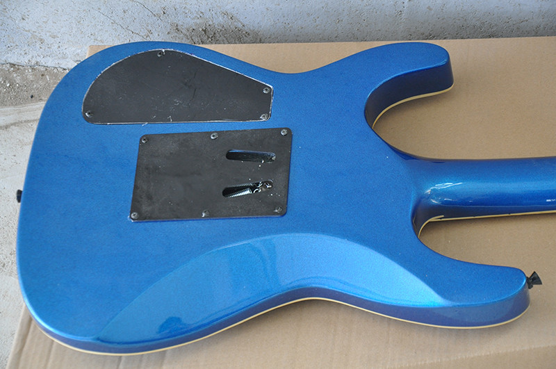 Metallic Blue Set In JS Electric Guitar with Floyd Rose,24 Frets,White binding Body