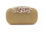 Hard Case Metal Gold Evening Bag 16 * 6 * 10cm , Evening Clutch Purse With