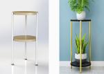 Round Shelves Bamboo And Metal Home Display Rack Floor Type For Living Room