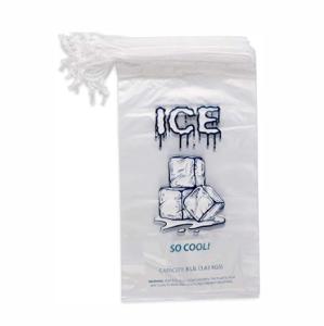 Quality Gravure Printing LDPE Plastic Disposable Ice Bags With Cotton Drawstring wholesale