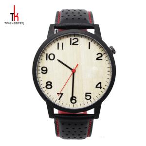 Quality Big Dial Round Mens Stainless Steel Watch With Japan Movement Black wholesale