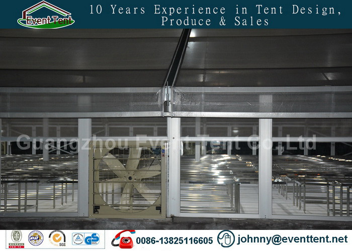 double roof transparent outdoor warehouse tent with glass wall, steel door