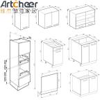 Lazy Susan Base Cabinets for Mini Kitchen in Veneer Lacquer Finish Plywood