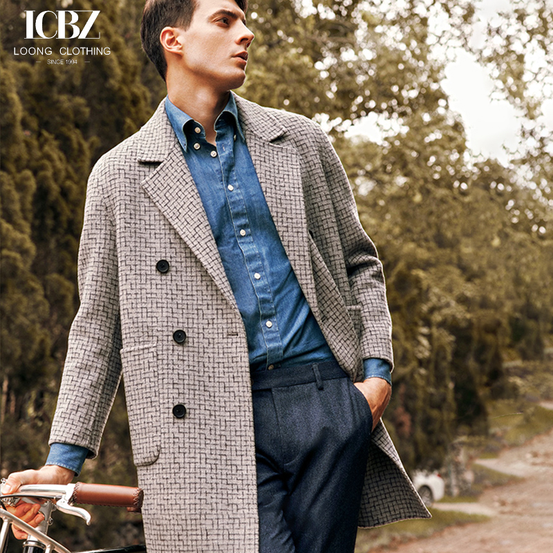 Large Size Double-Breasted Business Casual Woolen Overcoat for Men End and Luxurious