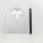 12 Inch Aluminum Pizza Turning Peel Shovel Black Hard Aluminum Perforated