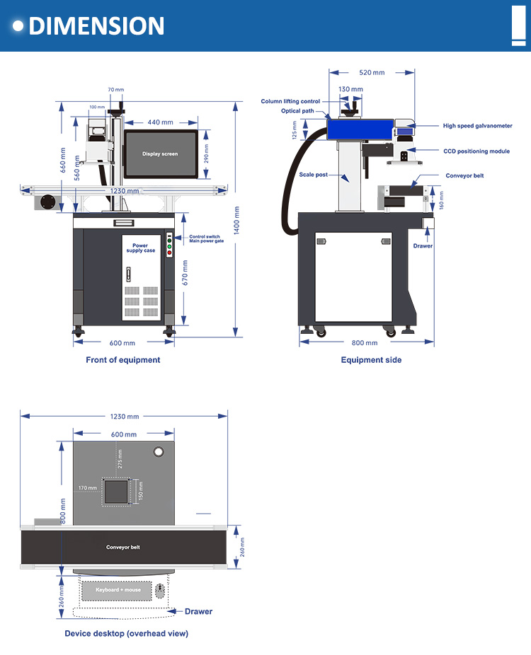 20w 100w Industrial Fiber Laser Marking Machine Automatic Visual Positioning CCD Camera