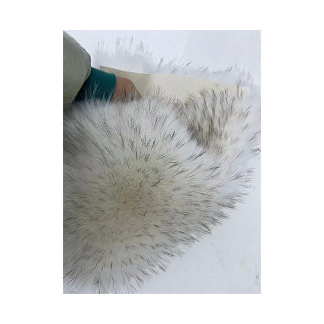 Back Material 100% Polyester Printed Grey Fur with Black Tip Artificial Fur Fabric