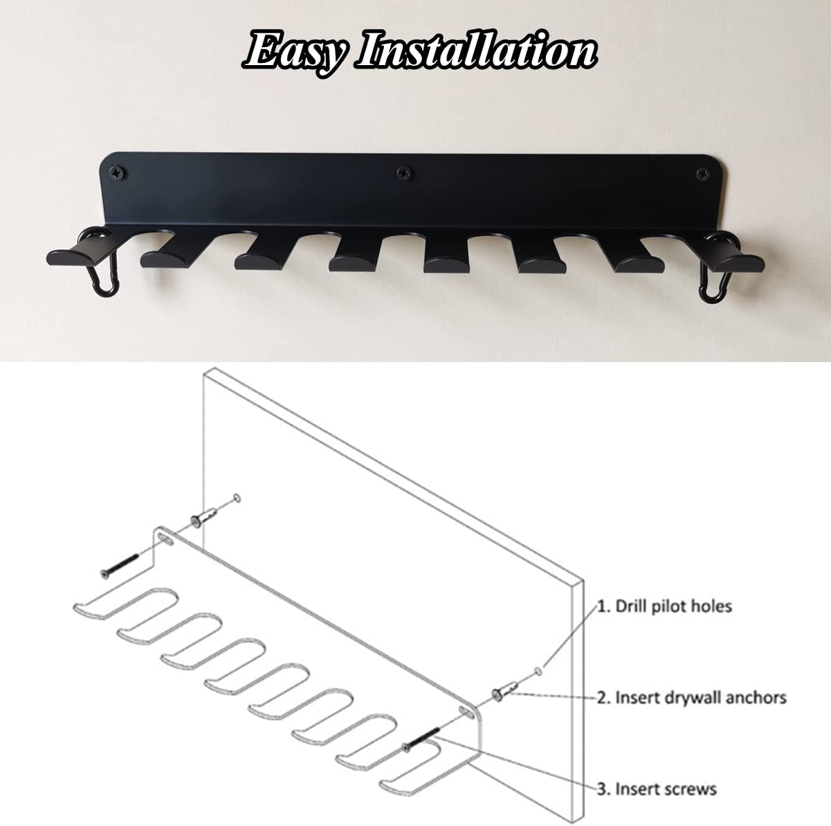 16 Bat Metal Baseball Bat Rack Holder for Wall Mount Sports Equipment Storage
