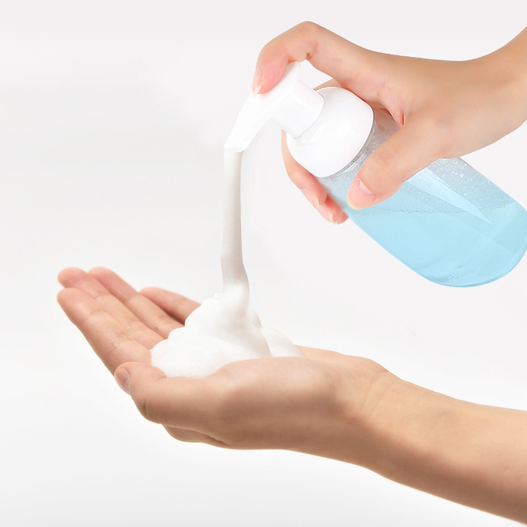 300ml Square PET Plastic Clear Bottle With Foam Pump Cosmetic Packaging