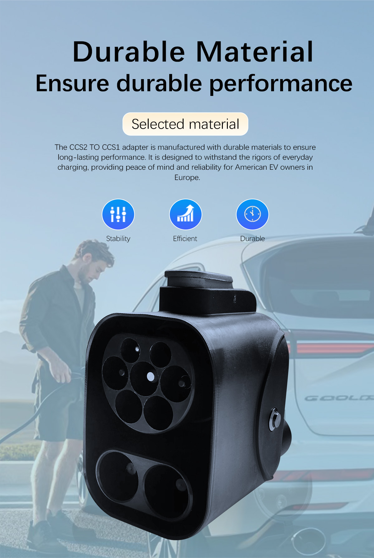 Portable Fast DC EV Charger Adapter for Electric Cars Input Voltage 1000 CCS2 to CCS1 Ev Connector Rated Power 250kw