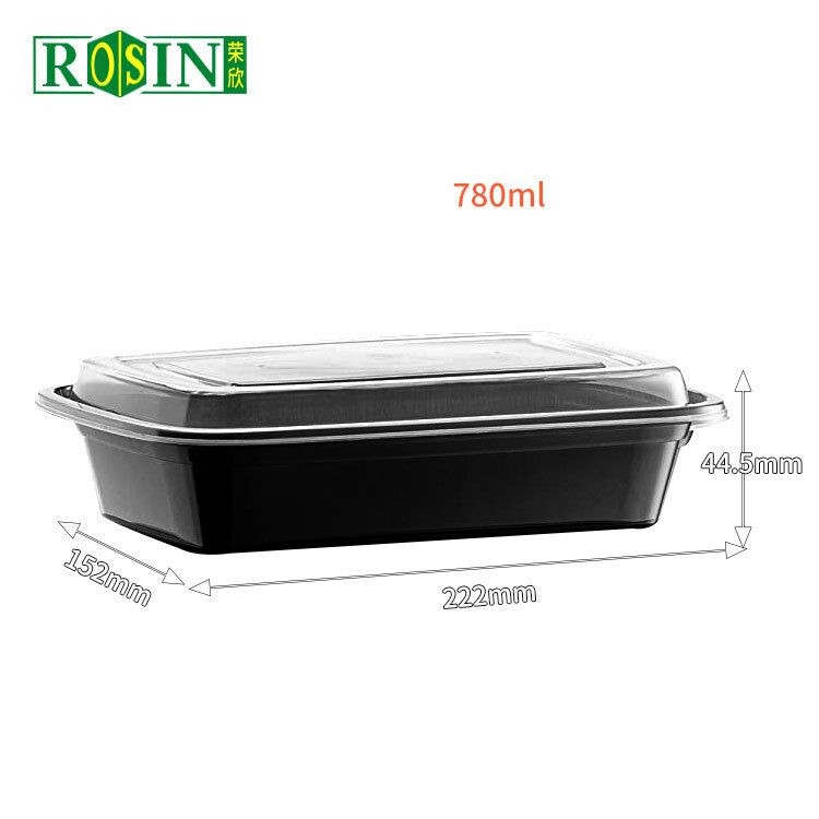 PET Black 800ml Takeaway Food Container Microwave Bulk Take Out Containers