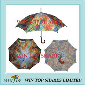 Quality Nature Plant Hot Transfer Printing Wooden Umbrella wholesale