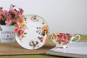 Quality FDA Fancy printed Modern Handcrafted Bone China Cup Plate Set wholesale