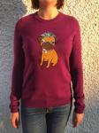 Women's 100% COTTON applique embroidery knitted pullover sweater