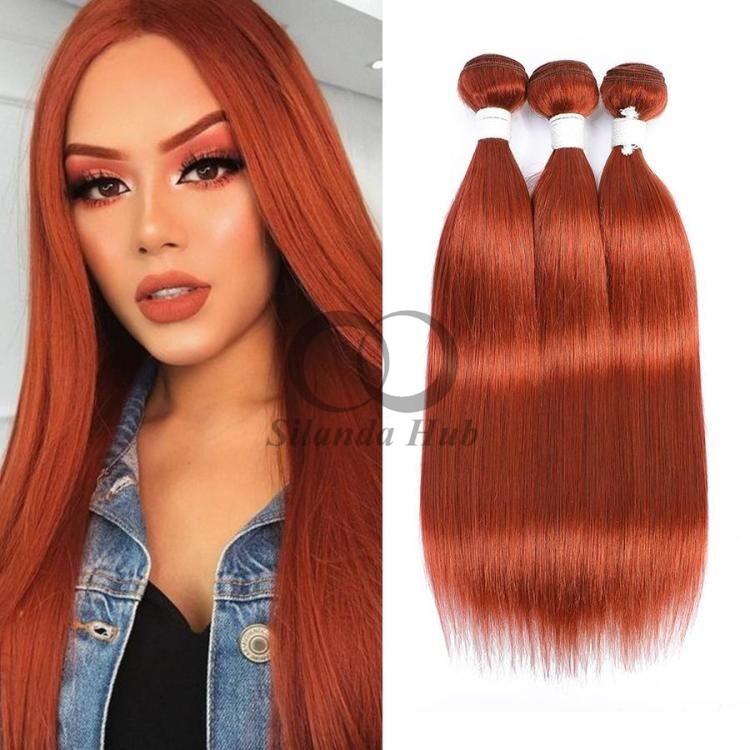 Ginger Orange Straight Remy Human Hair Bundles Sew In Weave Bundles Brazilian Bundle Deals