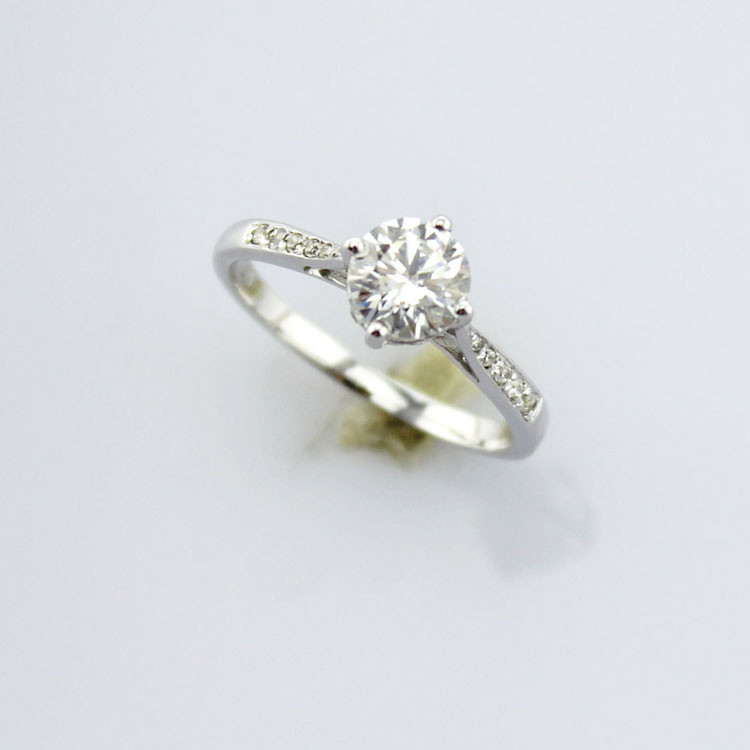 White Gold Plated Cubic Zirconia 925 Silver Engagement Ring(F37)