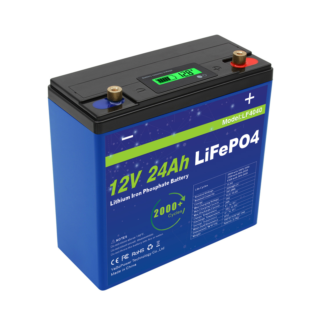 Compact 12V 24Ah Lithium Iron Phosphate Battery Pack 32700 6Ah Cells 4S4P Configuration
