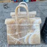 Beige Marble Bag Sculpture Stone Luxury Famous Brand Handbag Life Size Shopping
