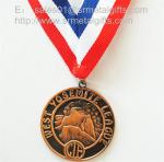 Metal sports medal with ribbon lace, personalized metal ribbon medals and