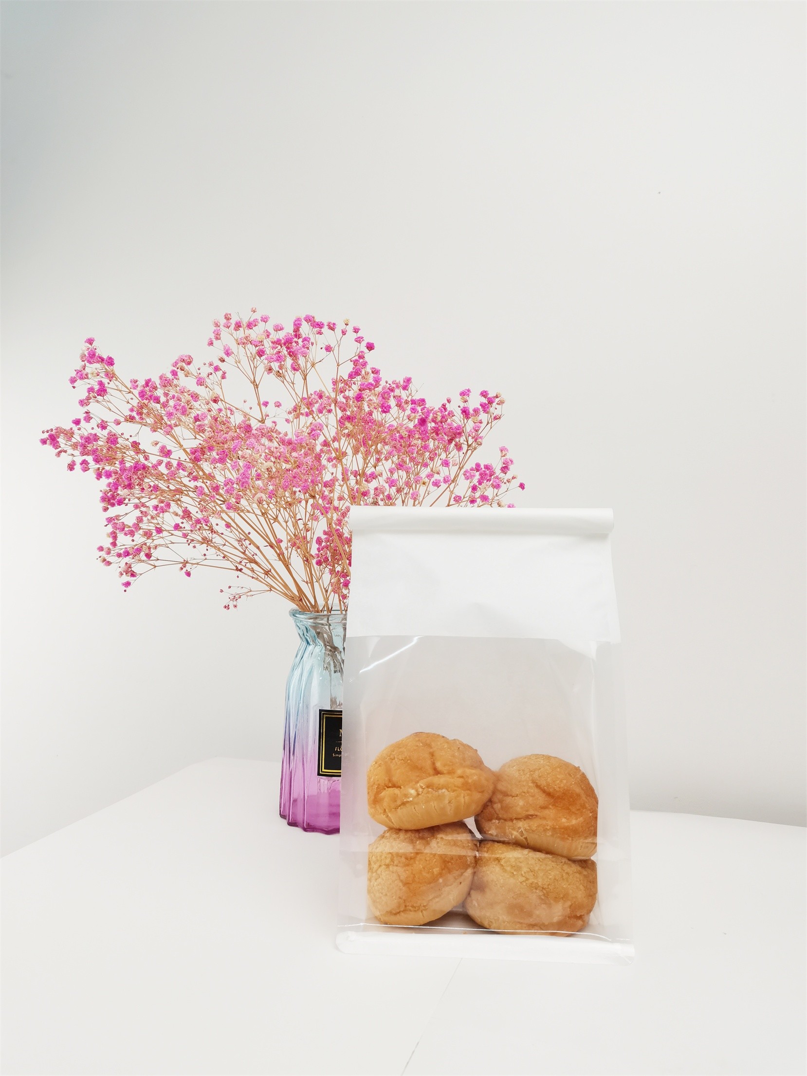 OEM ODM 50g Natural White Paper Bread Packaging Bags Moisture Proof