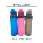 LFGB Certification Collapsible Silicone Water Bottle , 4 Cap Styles