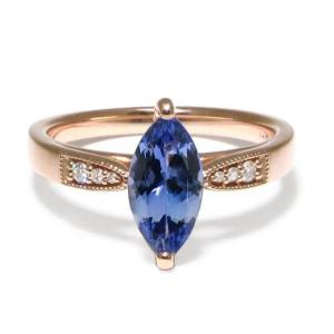 Quality Wholesale 925 Sterling Silver Jewelry Rose Gold Plated Marquise Cut Tanzanite Ring wholesale