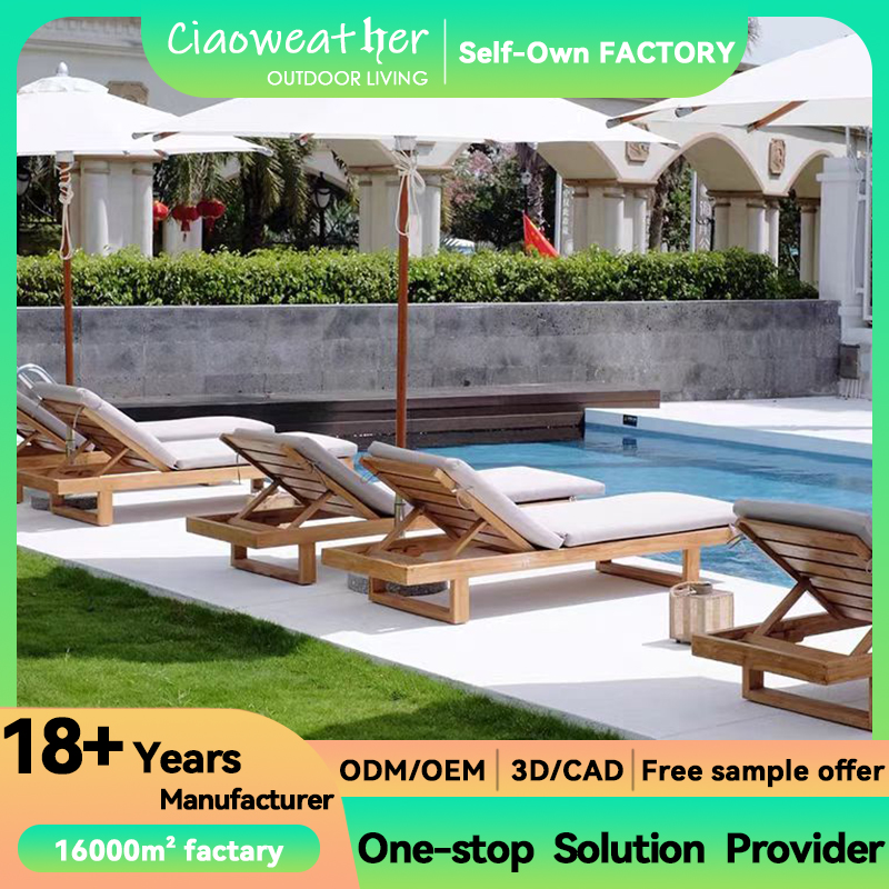 Modern Outdoor Furniture Luxury Custom Comfortable Waterproof Different Shape Teak Wood Sun Lounger for Ultimate Comfort