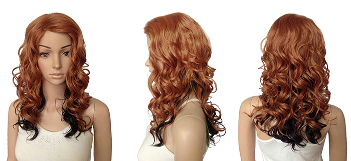Loose Curly Long Synthetic Wigs Japanese Kanekalon Fiber Wigs