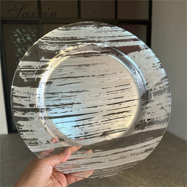Hot Sale Wedding Table Decoration Glass Charger Plates 33 cm Wedding Glass