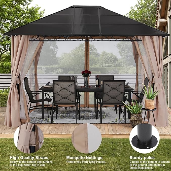 6063-T5 Aluminum Hardtop Gazebos For Commercial And Residential Projects