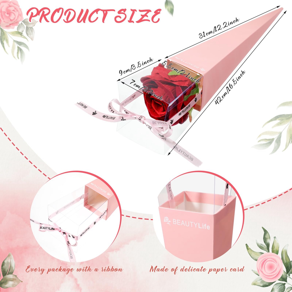 Handmade Custom Cut Valentine's Day Rose Sleeves in Gravure Printed Kraft Paper Bag