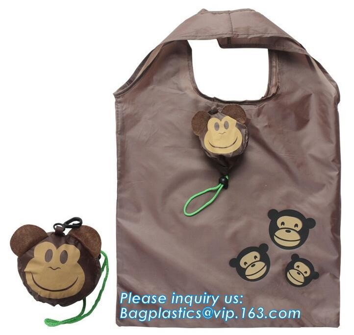 Recycled Foldable Nylon Polyester Tote Bag with logos polyester shopping bag Custom advertising handle non woven bag PAC