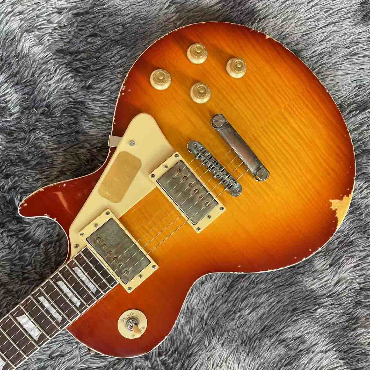 Custom Grand G-LP Les Paul Relic Finishing Style Electric Guitar Cherryburst Optional Color Accept OEM