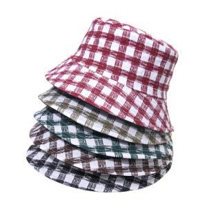 Quality Plaid Fisherman Hat Summer Outdoor Travel Sunscreen Sunshade Double-Sided Bucket Hat wholesale